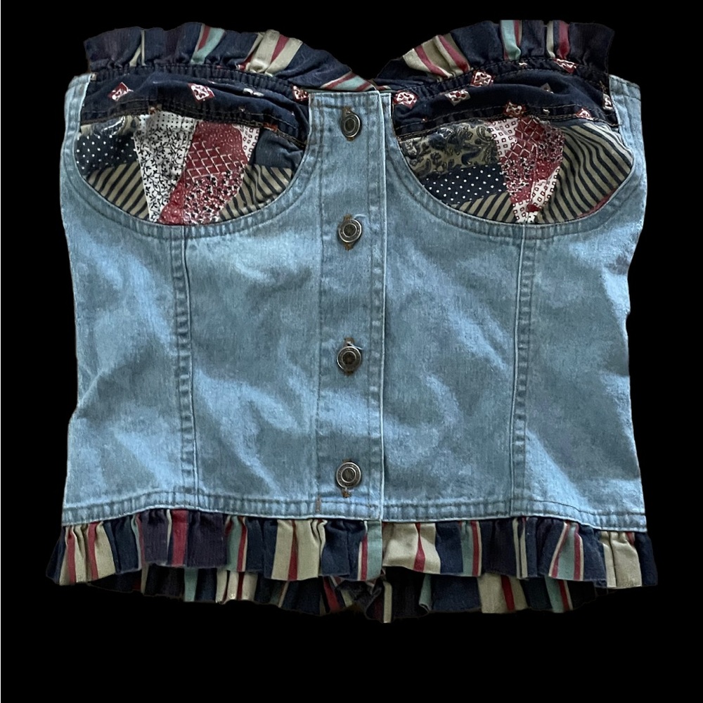 VINTAGE patchwork Carreli Denim tube top